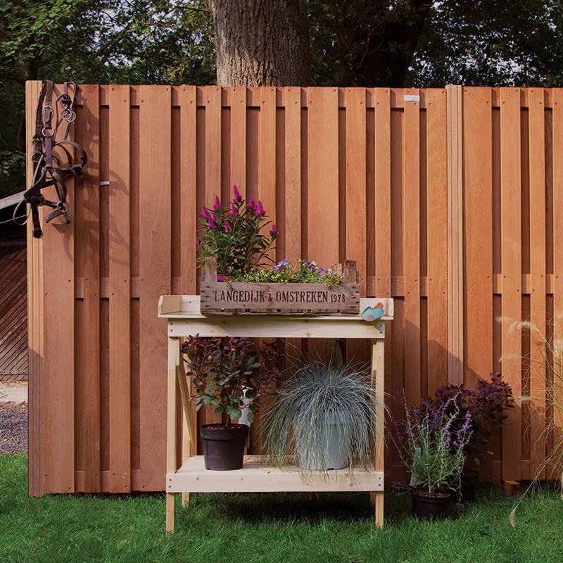 Tuindeur hardhout cedrinho recht - Stripes (100 x 180 cm) schermdikte 4,5 cm