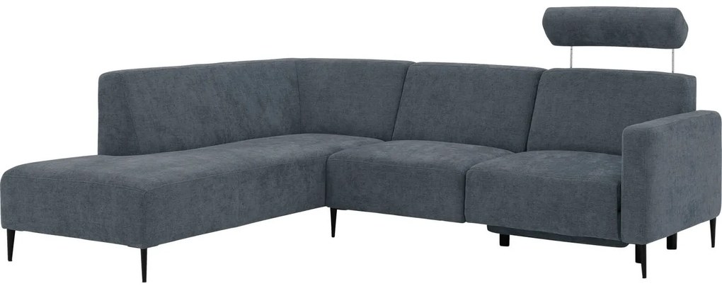 Goossens Hoekbank Tiolo Met Relaxfunctie En Hoofdsteun grijs, stof, 3-zits, modern design met ligelement links