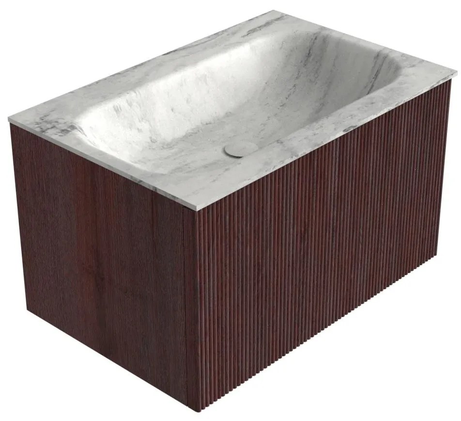 Mondiaz Kurve-dlux 70cm badmeubel ruby met 1 lade en wastafel big small midden zonder kraangat opalo