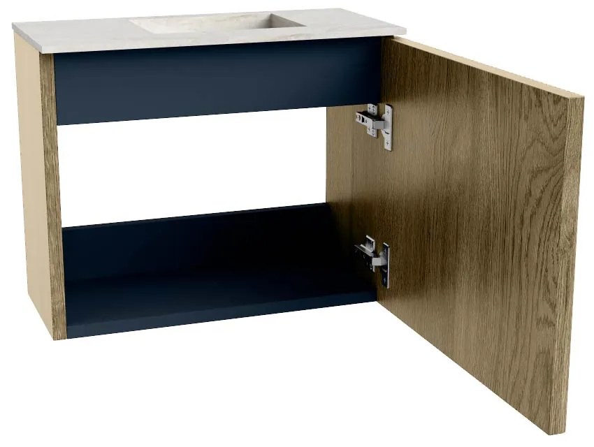 Mondiaz Joya DLux 50cm toiletmeubel dusk met wastafel faye rechts 1 kraangat opalo
