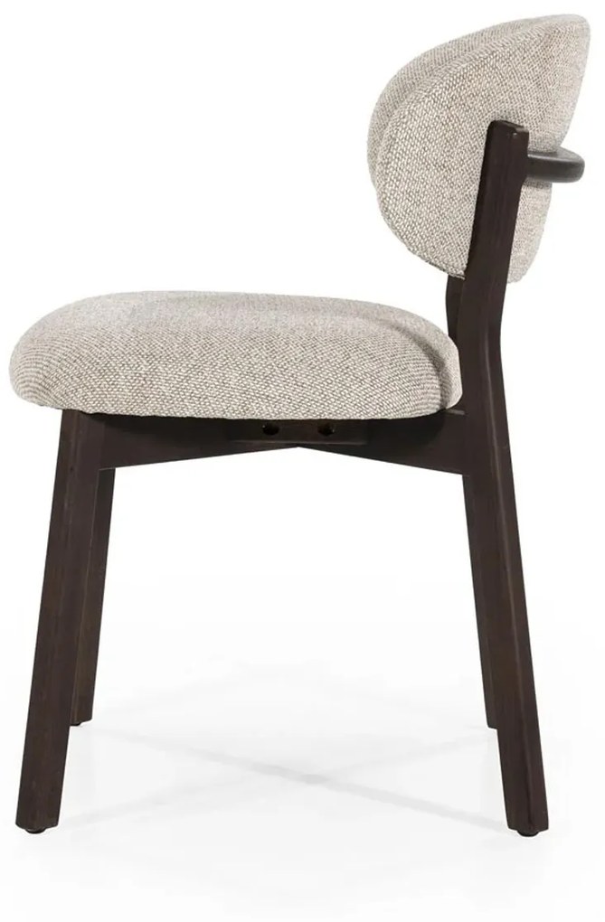 Eleonora Mikky Luxe Eetkamerstoel Walnoot Taupe En Stof