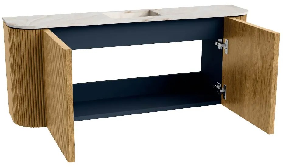 Mondiaz Joya DLux 105cm toiletmeubel ronding links/rechts oak met wastafel faye midden zonder kraangat frappe