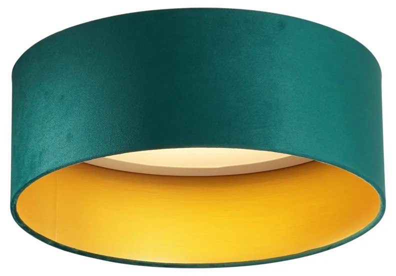 Moderne plafondlamp groen velours 40cm incl. LED 3-staps dimbaar - Sue