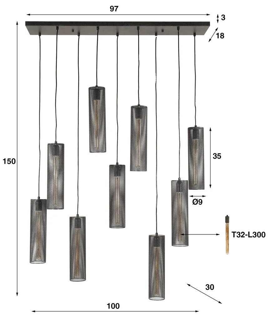 Trapse Eettafel Lamp Metaalgaas Zwart