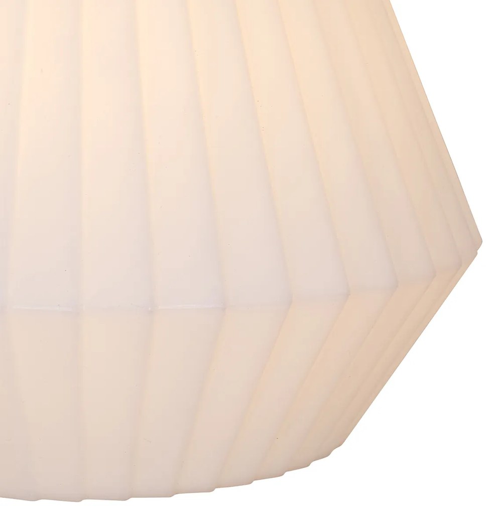 Moderne buiten hanglamp zwart met witte kap 45,6 cm IP44 - Robbert