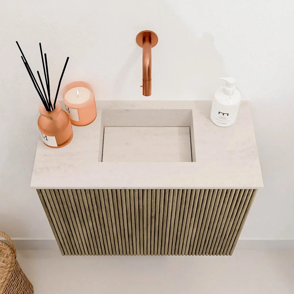 Mondiaz Joya DLux 50cm toiletmeubel dusk met wastafel faye midden zonder kraangat meli
