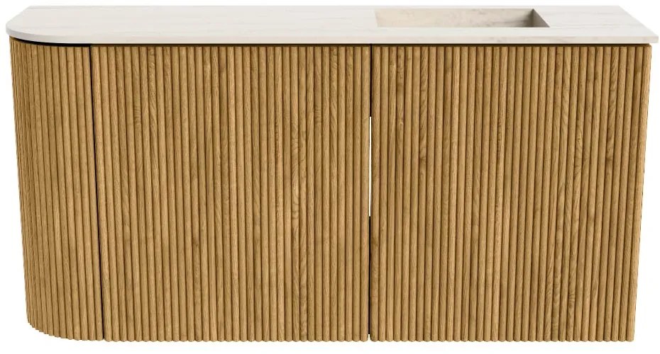 Mondiaz Joya DLux 80cm toiletmeubel ronding links oak met wastafel faye rechts zonder kraangat meli