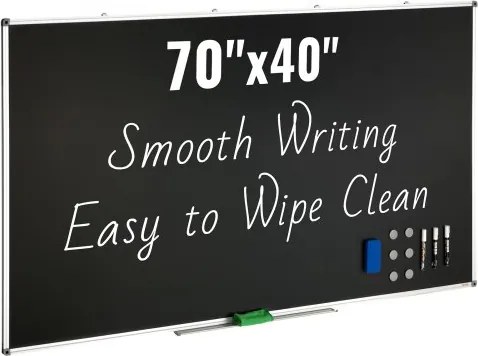 VEVOR Blackboard, krijtbord met aluminium frame, 175 x 100 cm whiteboard, inclusief 1 magnetische wisser en 3 whiteboardmarkers, zwart oppervlak