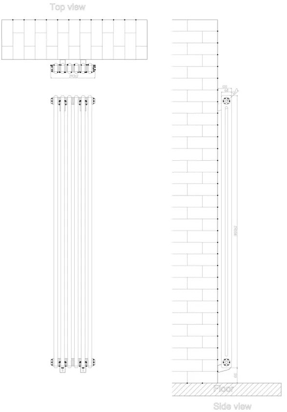 Eastbrook Rivassa 2 koloms radiator 30x180cm staal 933W zwart mat