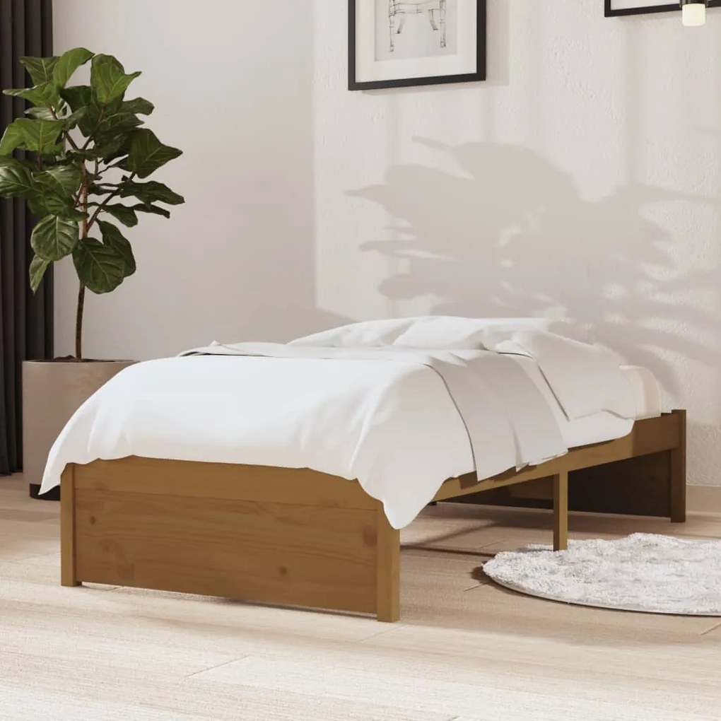 vidaXL Bedframe massief hout honingbruin 75x190 cm 2FT6 Small Single