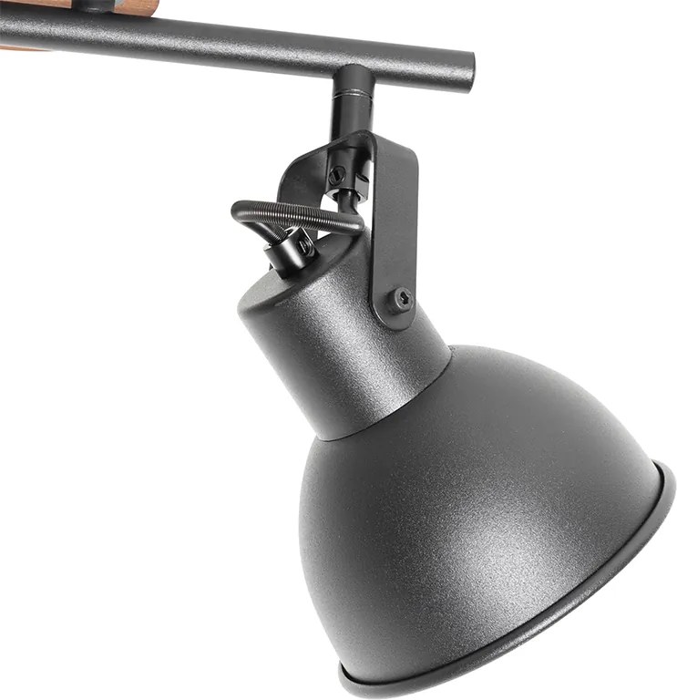 Industriële spot zwart met hout kantelbaar 2-lichts - Tommy