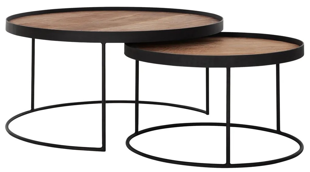 Salontafelset Teak En Metaal Naturel