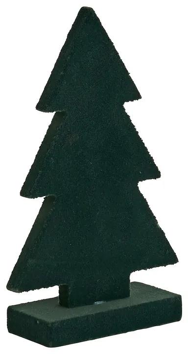 Houten kerstboom met velvet - groen - 16,5 cm