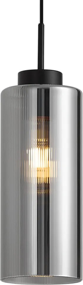 Art Deco hanglamp zwart met smoke glas voor railsysteem 1-fase - Iconic Laura