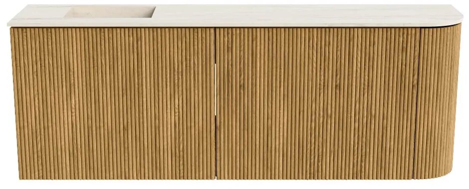 Mondiaz Joya DLux 110cm toiletmeubel ronding rechts oak met wastafel faye links zonder kraangat meli
