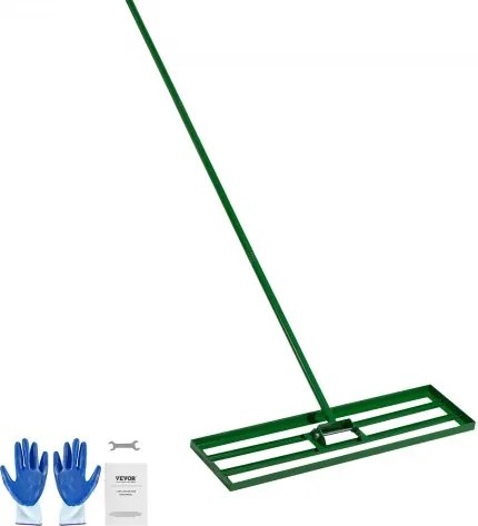 VEVOR gazonnivelleerhark 910x250 mm, gazontrekker met 198 cm lange stalen steel, gazonegalisator inclusief tuinhandschoenen, gazonnivelleringsgereedschap, geschikt voor tuin, golfbaan en landbouw