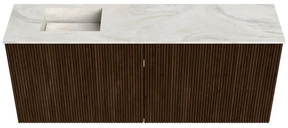 Mondiaz Joya DLux 100cm toiletmeubel walnut met wastafel faye links zonder kraangat ostra
