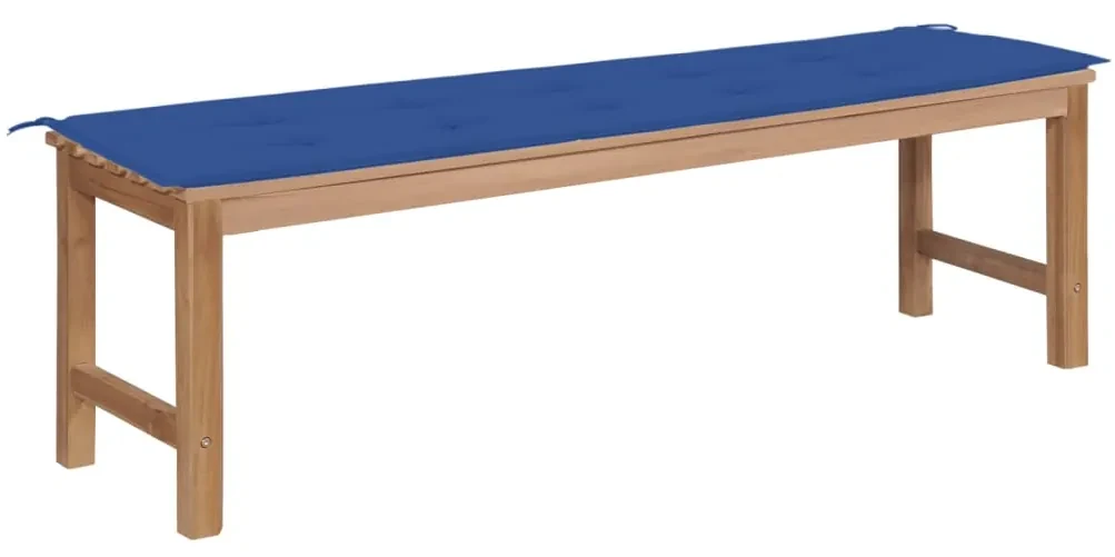vidaXL Tuinbank met koningsblauw kussen 150 cm massief teakhout