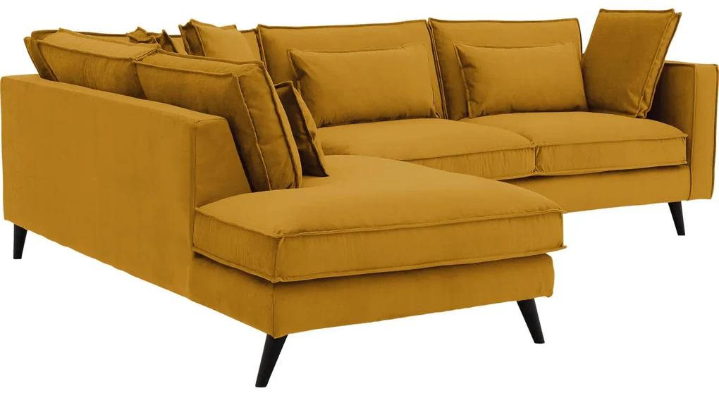 Goossens Bank Suite geel, stof, 2,5-zits, elegant chic met ligelement links