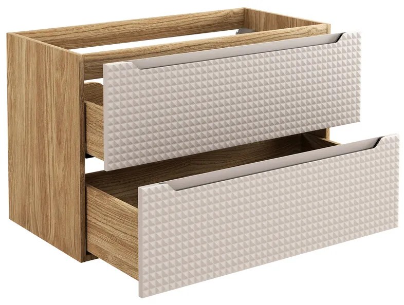 Comad Luxor Beige badmeubel 90cm met 2 lades en wastafel wit glans