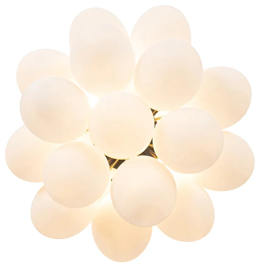 Art deco plafondlamp zwart met opaal glas 4-lichts - Uvas