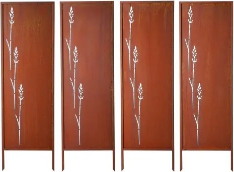 VEVOR Opklapbaar scherm 50x160 cm, 4-delige set, kamerscherm, afscheiding met grondpinnen en koolstofstalen paneel, privacyscherm, decoratieve privacywand voor tuin, terras, erf, balkon