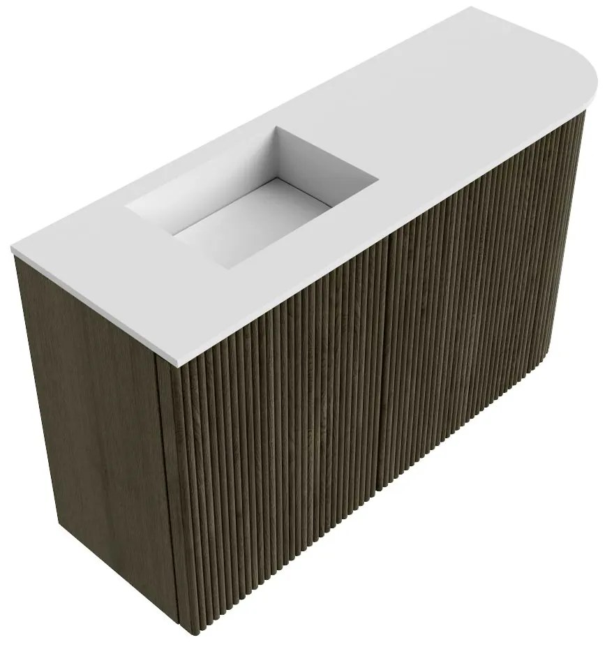 Mondiaz Joya 70cm toiletmeubel ronding rechts shadow met wastafel faye links zonder kraangat talc