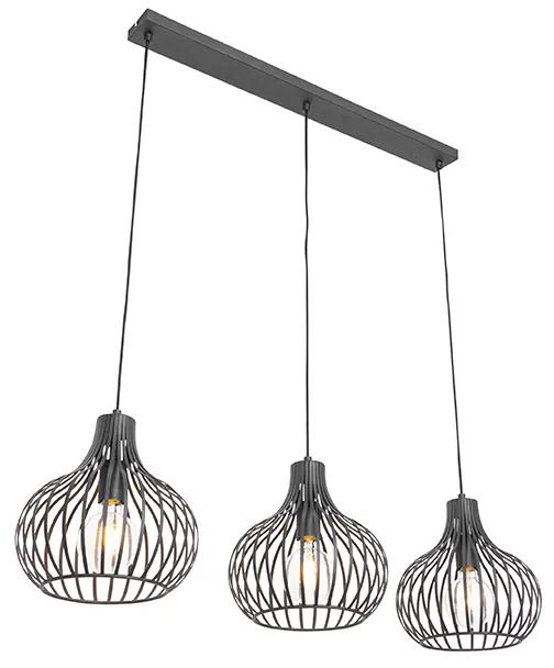 Eettafel / Eetkamer Moderne hanglamp zwart 3-lichts - Saffira Modern E27 rond Binnenverlichting Lamp