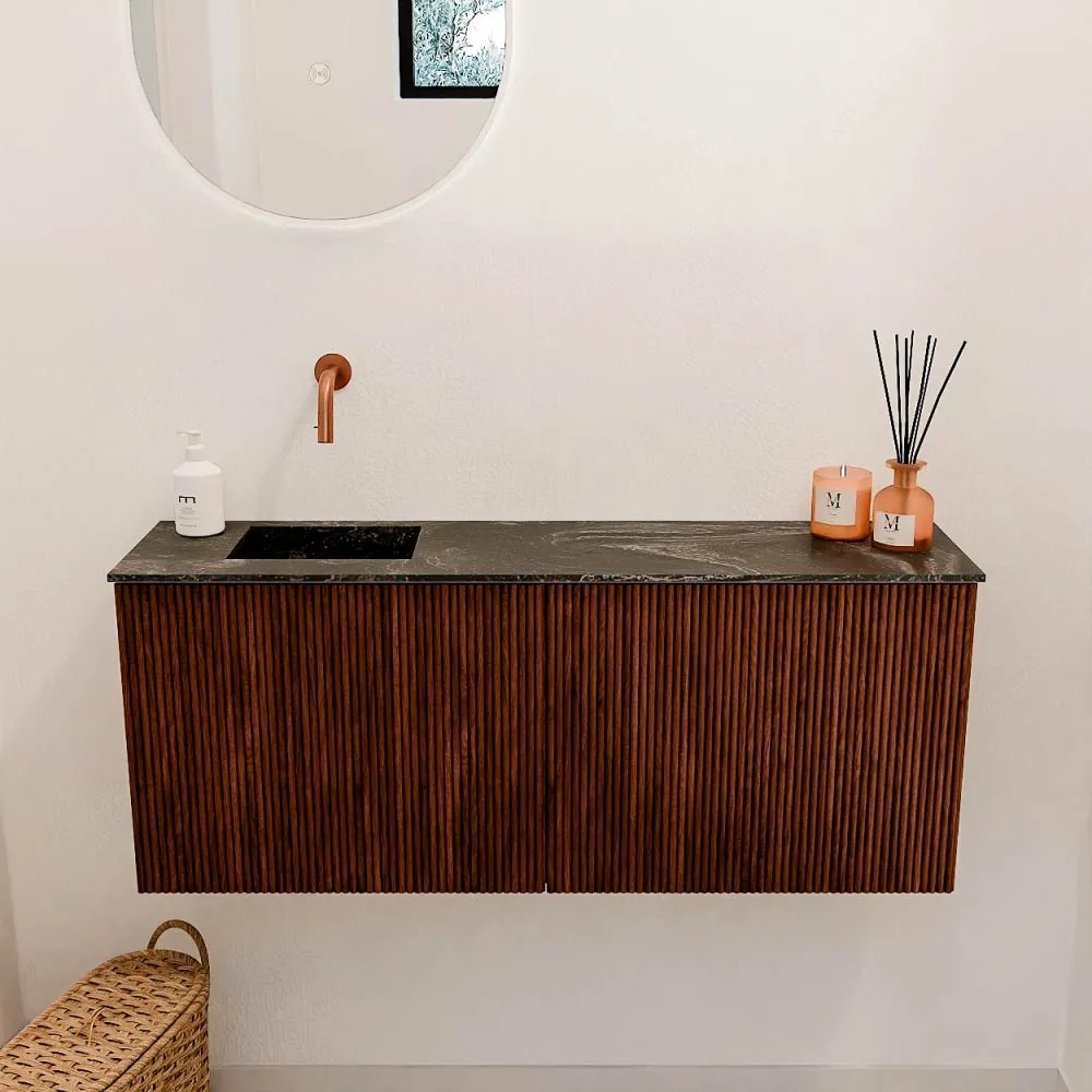 Mondiaz Joya DLux 100cm toiletmeubel ruby met wastafel faye links zonder kraangat lava