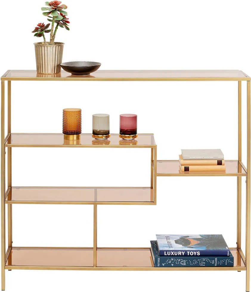 Laag Wandrek Staal Met Glas Goud - 115x30x100cm.