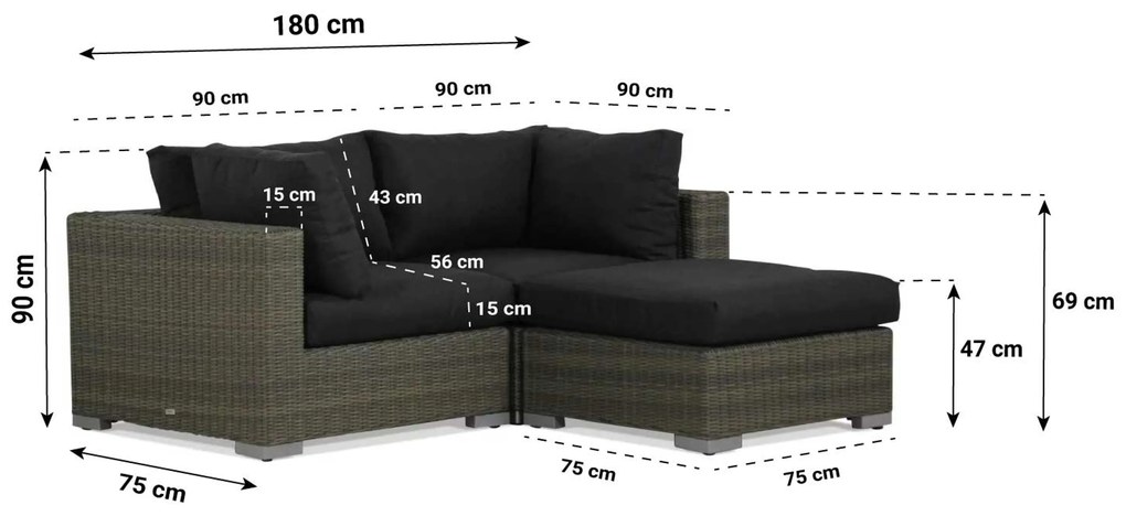 Chaise Loungeset 2 personen Wicker Taupe Garden Collections Toronto