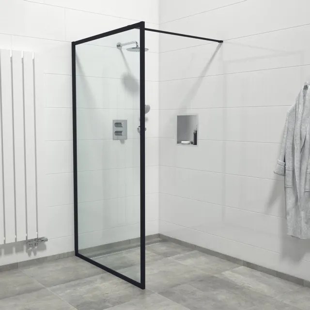 Marenza Bellini Inloopdouche - 110x200cm - veiligheidsglas - helder glas - frame rondom - anti kalk - mat zwart Mirrors-110