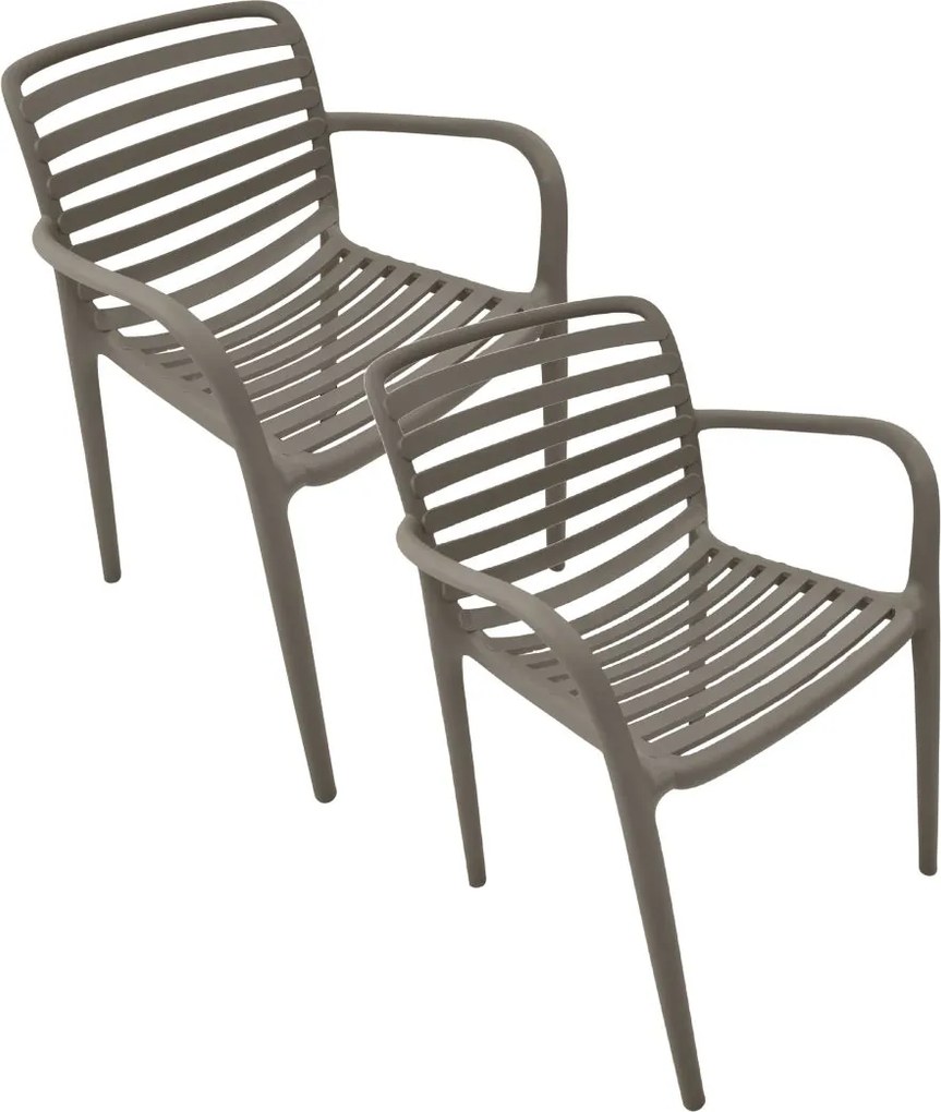 Garden Impressions Mees tuinstoel taupe - 2 stuks