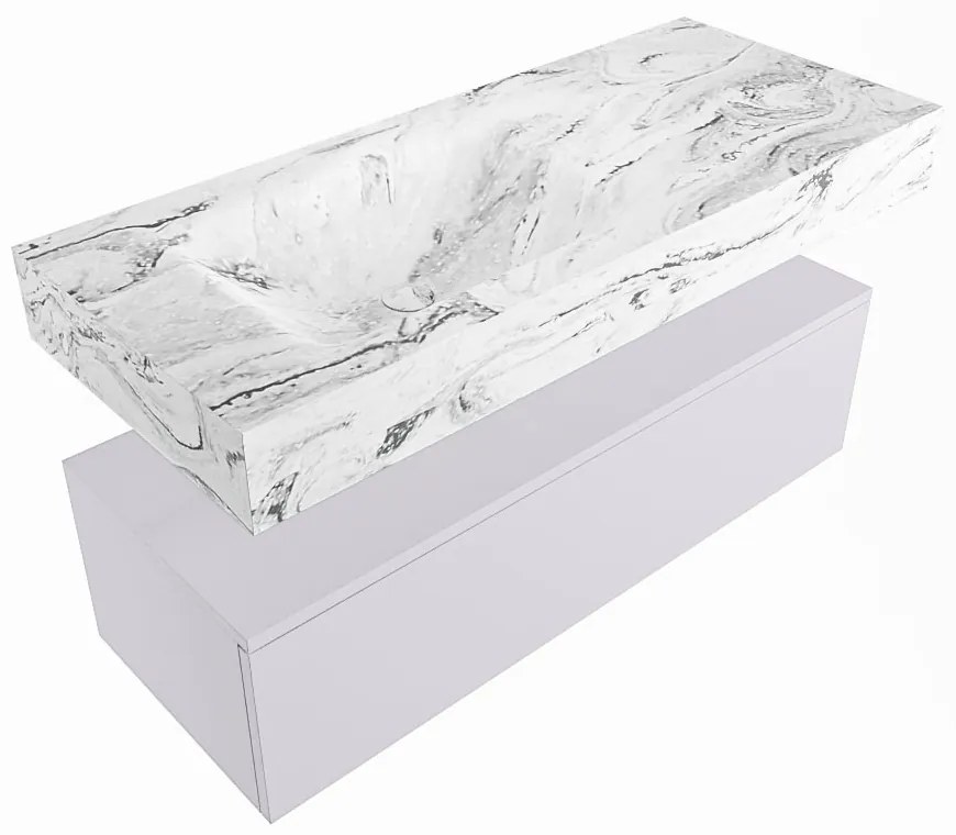 Mondiaz Alan DLux badmeubel 110cm cale 1 lade met wastafel glace links 1 kraangat