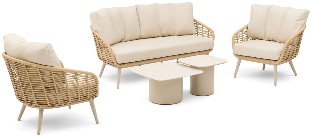 Stoel en Bank Loungeset 5 personen Aluminium/rope Zand/Beige  Coco Vinci/Ronda