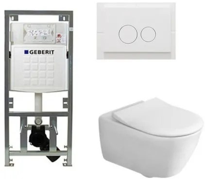 Villeroy & Boch Subway 2.0 Toiletset - Geberit inbouwreservoir - diepspoel - wandcloset - directflush - bedieningsplaat - ronde knoppen - wit 0701131/SW706186/ga26028/ga91964/
