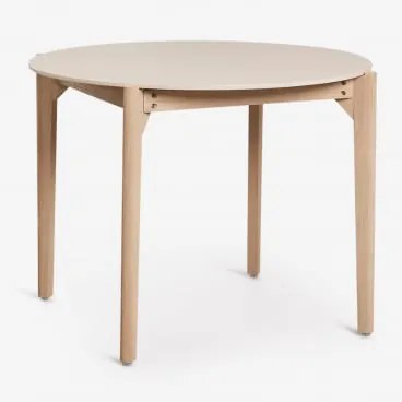 Ronde Tuintafel Ø100 Cm Van Beton En Acaciahout Xajul Lichte Acaciekleur - Sklum