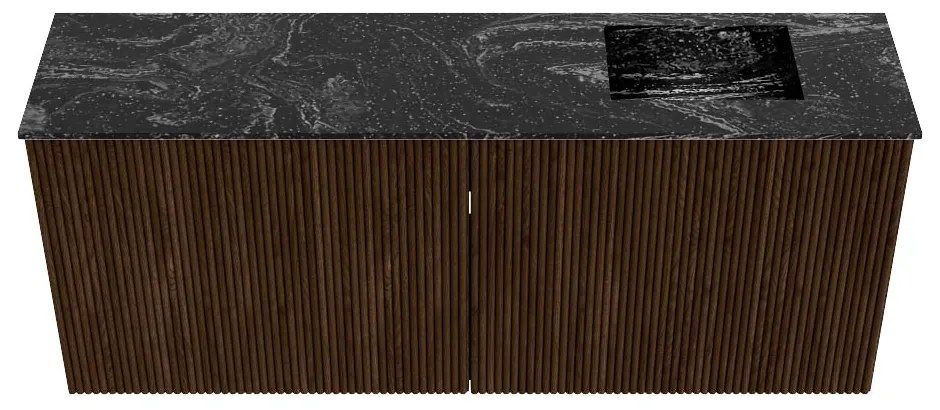 Mondiaz Joya DLux 100cm toiletmeubel walnut met wastafel faye rechts zonder kraangat lava