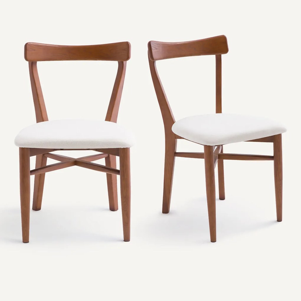 Set van 2 stoelen van eikenhout en linnen, Bree