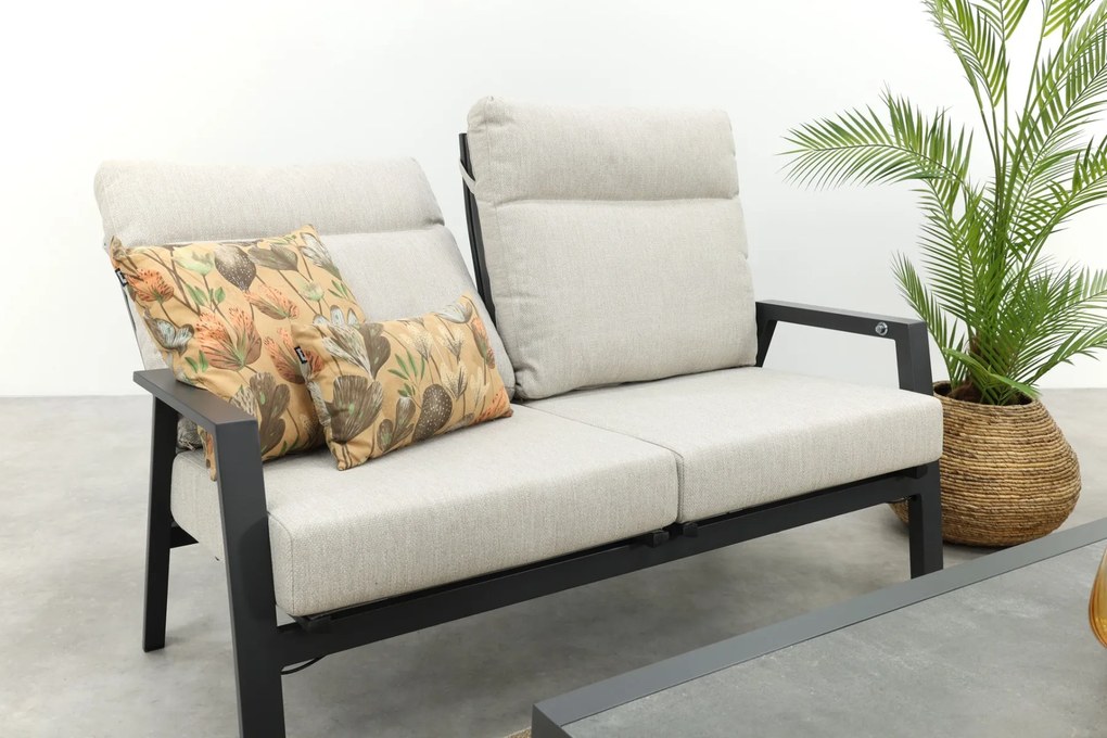 Lagos/Atlanta stoel-bank loungeset 4-delig verstelbaar - Antraciet