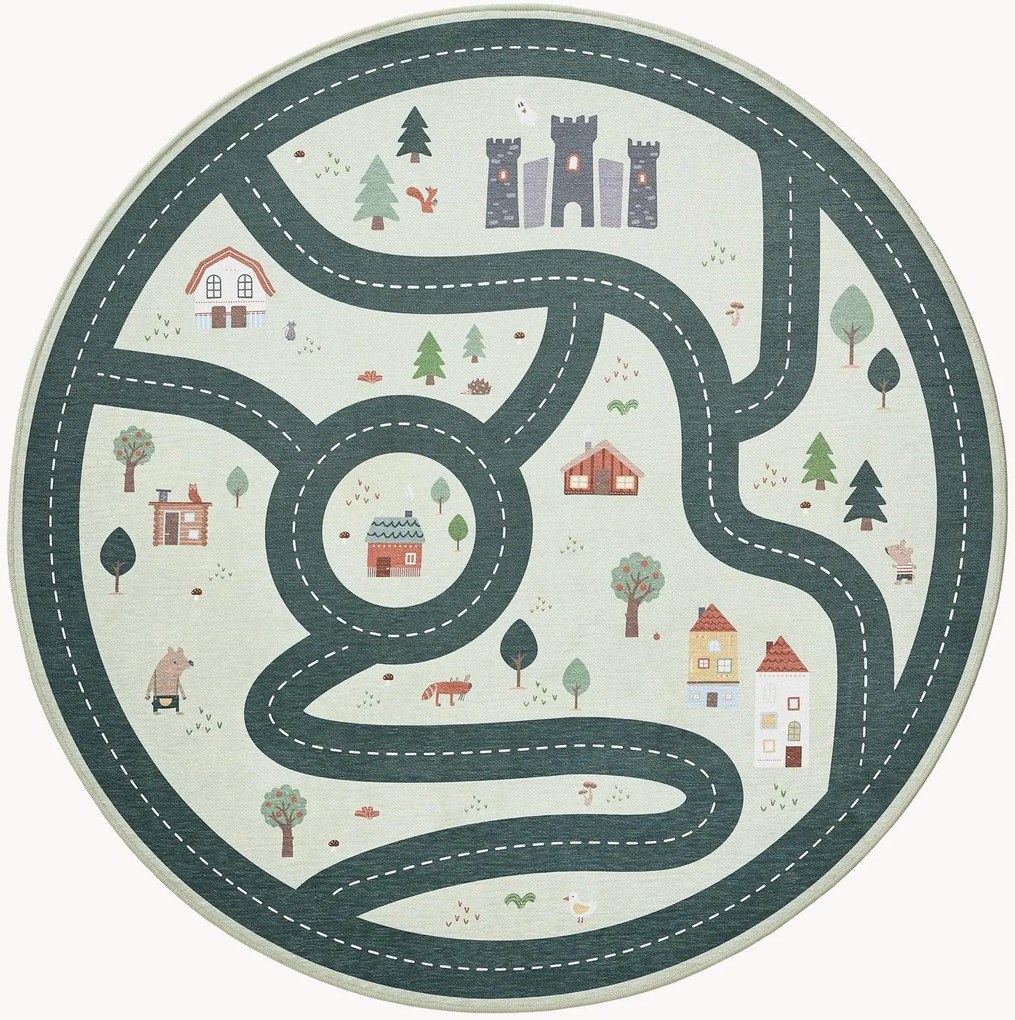 Rond kindervloerkleed Linus, wasbaar