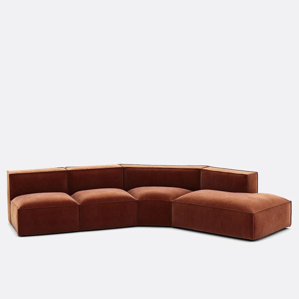 4-delige rechte vintage ribfluwelen bank Seven