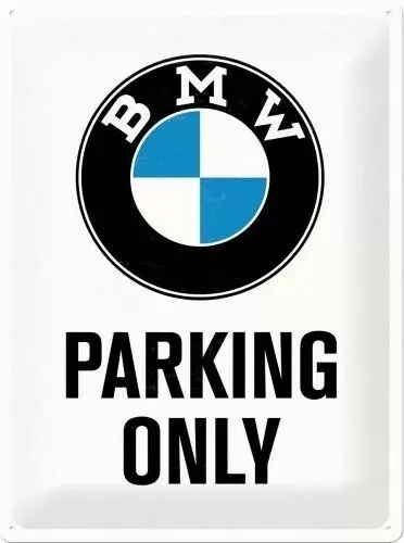 Metalen bord BMW - Parking Only - White