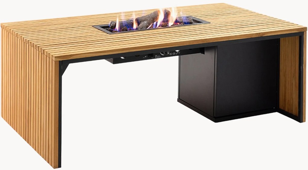Outdoor salontafel Cosibridge met vuurkorf & teakhouten tafelblad