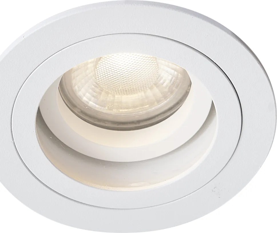 Moderne inbouwspot wit draai- en kantelbaar IP44 - Chuck