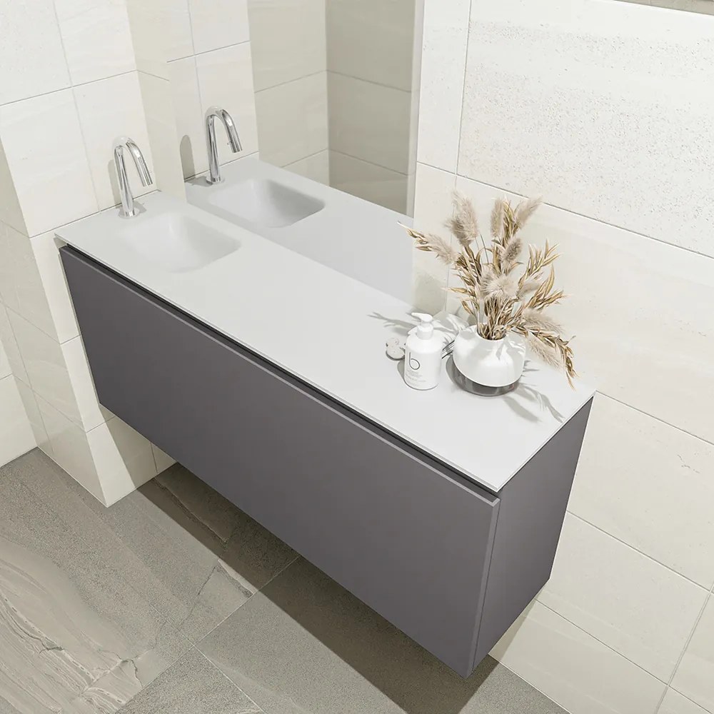 Mondiaz Olan 120cm toiletmeubel dark grey met wastafel talc links 1 kraangat