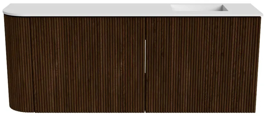 Mondiaz Joya 100cm toiletmeubel ronding links walnut met wastafel faye rechts zonder kraangat talc