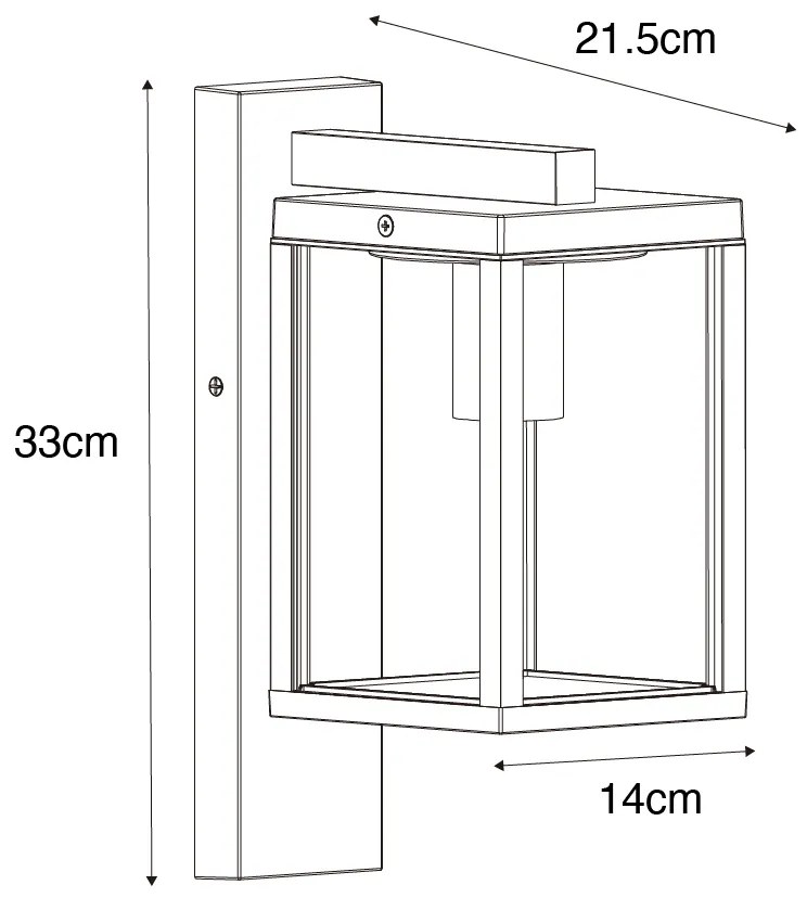 Buiten wandlantaarn zwart met ribbel glas IP44 - Charlois