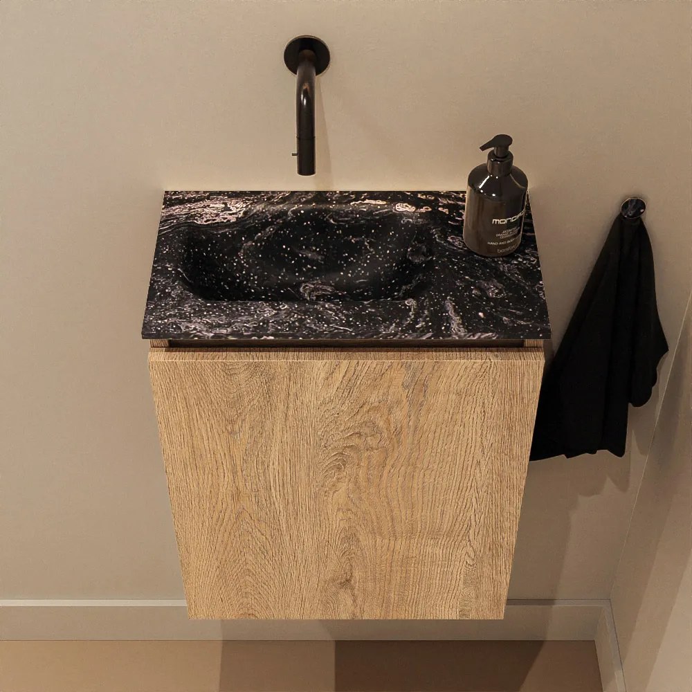 Mondiaz Ture DLux toiletmeubel 40cm washed oak met wastafel lava links zonder kraangat