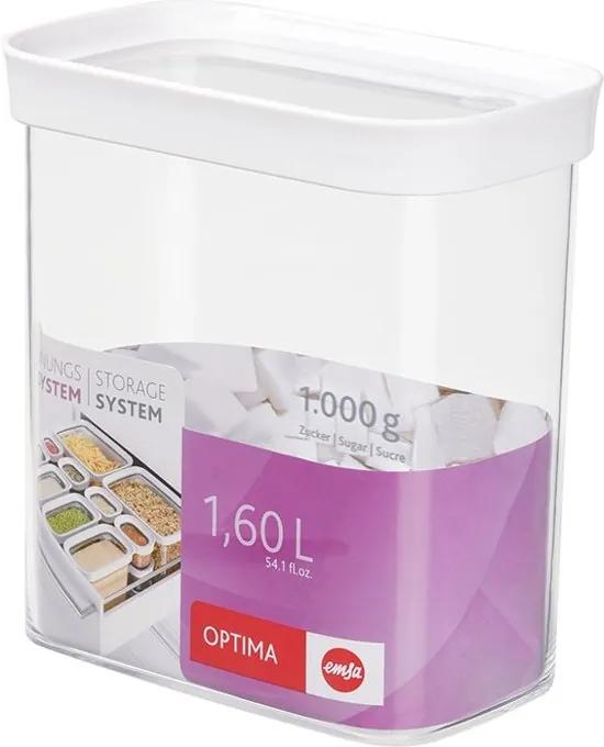 Droge opbergbox OPTIMA, 1,6 liter, trans / wit
